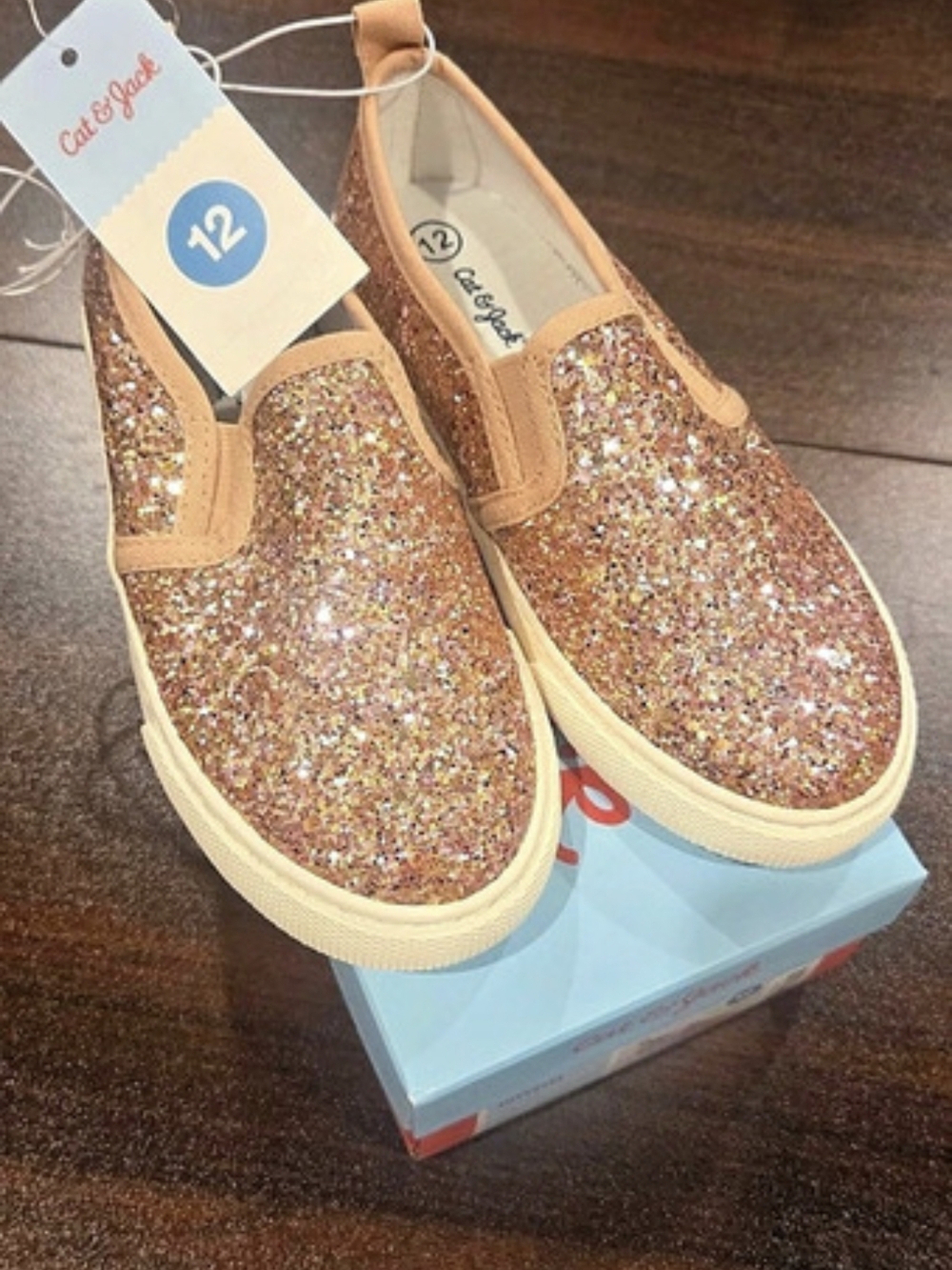 Cat & Jack Madigan Sneakers Glitter Slip-On Sneakers US 12
